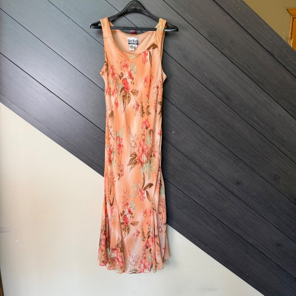 Vintage Sheri Martin New York Women's Floral Sleeveless Maxi Dress Size 14